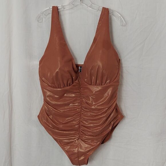 Gabifresh x Swimsuits For All Rose Gold One Piece Swimsuit Sz 22 G/H - Picture 3 of 12